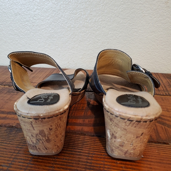 BOC Black Cork Wedges Leather Boho Sandals - Picture 4 of 9
